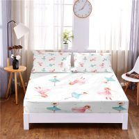 Cute Cartoon Digital Printed 3pc Polyester Fitted Sheet Mattress Cover Four Corners with Elastic Band Bed Sheet Pillowcases