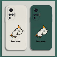 เคส Vivo X50 Pro Case เคสการ์ตูนน่ารักเป็ดเคสซิลิโคนเหลว Flocking ฝาครอบโทรศัพท์ป้องกัน เคสโทรศัพท์