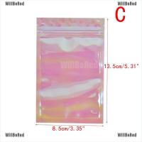 WillBeRed 100Pcs Iridescent Zip lock Bags Cosmetic Plastic Holographic Zipper B Wq