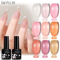 LILYCUTE 7Ml Jelly Pink Milky White Nude Gel Nail Art Polish Glass Bottle Manicure UV LED Semi Permanent Soak Off Nail Art Polish ซื้อทันทีเพิ่มลงในรถเข็น