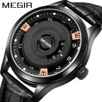 MEGIR/Meiger Mens Creative Watch Simple Casual Quartz Watch Calendar Waterproof Mens Watch 【QYUE】