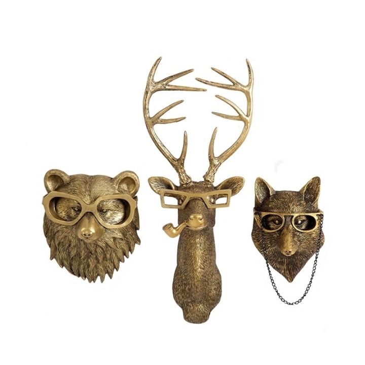 antique-bronze-resin-animal-pendant-golden-deer-head-wall-storage-hook-up-background-wall-accessories-decorative-figurines