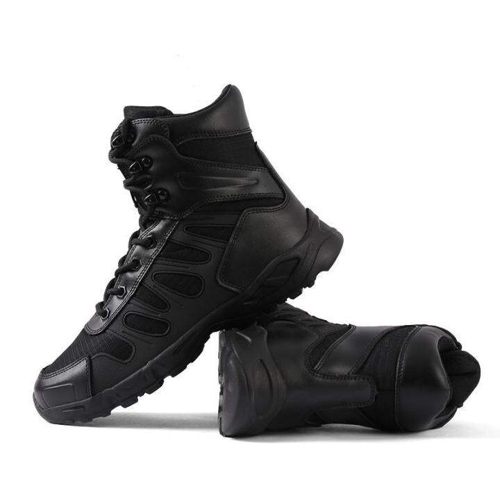 Men's Black High-top Tactical Military Boots For Increase Height And Keep Warm