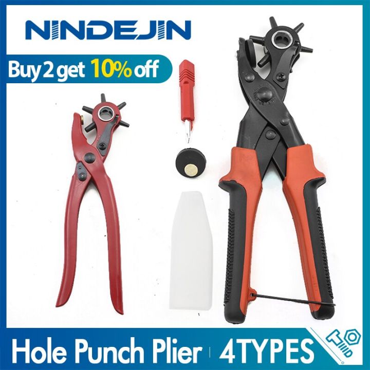 nindejin-6-holes-puncher-plier-set-multifunction-belt-leather-belt-punching-tool-round-oval-hole-watchband-paper-punch-plier