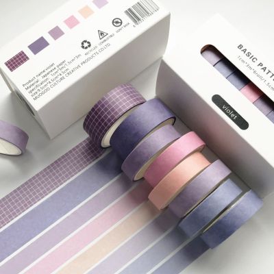 【LZ】❈▫  8 pçs/set Retro Cor Sólida Decoração Básica Washi Tape Set DIY Scrapbook Bonito Adesivo Kawaii Masking Tape Material Escolar