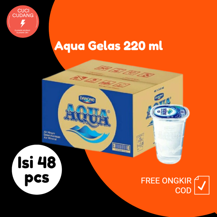 Air Mineral Aqua Gelas 220ml 1 Dus Isi 48 Pcs Lazada Indonesia 5183