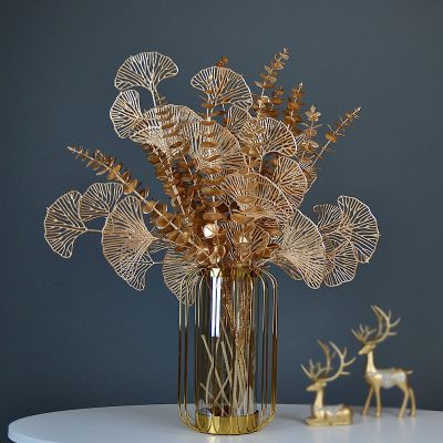 [AYIQ Flower Shop] ใบเมเปิลพืชเทียมทองตกแต่งคริสต์มาสของตกแต่งโต๊ะห้องนอนอยู่อาศัยวันหยุดปาร์ตี้งานแต่งงานดอกไม้ DIY