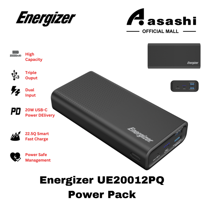 Energizer Ue20012pq 20000mah Usb C Power Delivery 20w Smart Usb A 22