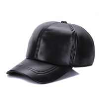 2023 Fashion New Adult Leather Hat Mens Warm Leather Baseball Cap Male Men Outdoor Street Hip Hop Hat Leather Hat Windproof Hat