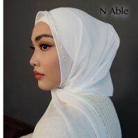 Embroidered hijabไซส์ใหญ่ ผ้าพันชีฟองพรีเมี่ยม นุ่มเบาสบายปักมุกและลูกปัดญี่ปุ่นคุณภาพดีที่สุดกับลาย signature ทุกผืนจะได้รับ Special Knot bag[N Able Style]