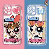 เคสใสพาวเวอร์พัฟฟ์เกิร์ลส์สำหรับ Samsung Galaxy S23 S22 S10 S20 FE S21มากบวก Note 20 10 9 A32 A52 A72ปลอกซิลิโคน