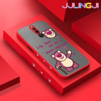 Jlingji เคสสำหรับ Xiaomi Redmi 8 8A 8A Pro ลายการ์ตูนรูปหมีสตรอเบอร์รี่บางดีไซน์ใหม่ด้านข้างกันกระแทกมีน้ำค้างแข็งโปร่งใสแข็งเคสมือถือป้องกันกล้องคลุมทั้งหมด Softcase