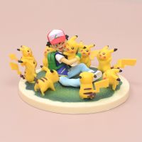 ZZOOI Pokemon Ash Ketchum Pikachu Anime Figure Garage Kits Ornament PVC Manga Statue Action Figurine Collectible Model Toys Doll Gift