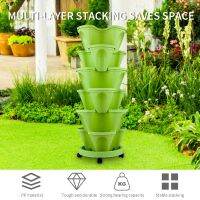 [NEW EXPRESS] Stackable Planter Multi layer Flower Pot Tower Vertical Movable Flowerpot for Vegetable Strawberry Garden Patio Decor Supplies