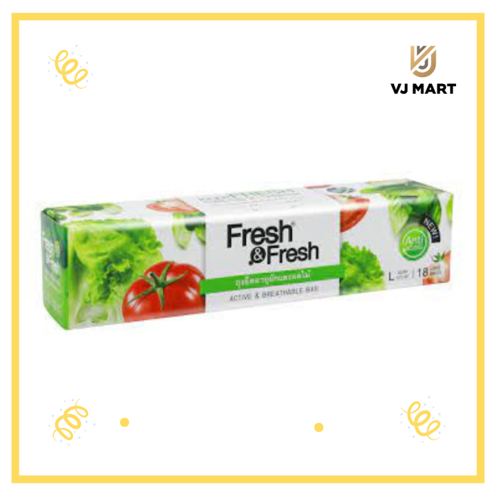 Fresh&amp;Fresh ถุงยืดอายุผักเเละผลไม้ ไซส์ L ขนาด 12 x 18 บรรจุ 18 ใบ ตราเฟรชแอนด์เฟรช