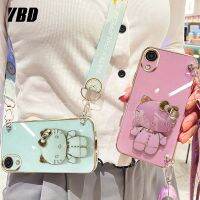 เคสโทรศัพท์กระจกแต่งหน้า YBD สำหรับ Samsung Galaxy A03 Core A032F Hello Kitty วงเล็บเชือกยาวสำหรับการใช้ Srossbody