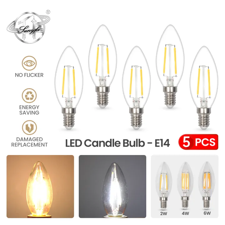 Sunyfa Led 5 Packs E14 220v Edison Light Bulb Candelabra Chandelier C35 Candle 2w 4w 6w2700k Warm White 6000k Daylightindoor Living Room Bedroom Lazada Ph Sunyfa Led 5 Packs E14 220v Edison, Chandelier Light Bulbs Led Daylight