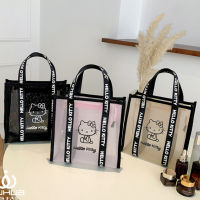 Kawaii Sanrio Hello Tote Case Mesh Makeup Cosmetic Bag Large Capacity Toiletry Bag Portable Travel Storage Girls Gifts