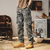 2023 Summer New Mens Camouflage Casual Pants Full Length Japanese Style Cargo Pants Side Pocket Mid Waist Male Sweatpants