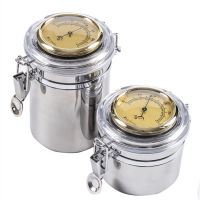 Stainless Steel Cigarett Box Storage Jar Seal Waterproof Cigarete Tobaco Container Case with Humidity Meter