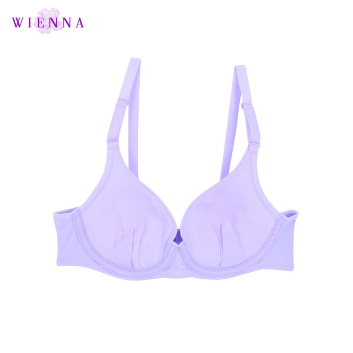 wienna-db92400-ชุดชั้นในเวียนนา-เสื้อชั้นในลูกไม้ปัก-สีขาว-สีม่วงอ่อน-สีเนื้อ-lily-rose