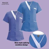 Plus Size Scrub Tops Pharmacist Nursing Shirts Short-sleeved Medical nursing Uniforms Beauty Salon Workwear Dental Clinic Clothes