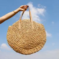 （Mix style）Round Straw Beach Bag Vintage Handmade Woven Shoulder Bag Raffia circle Rattan bags Bohemian Summer Vacation Casual Bags