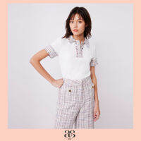 [asv ss23] Daniala Polo Top เสื้อผู้หญิง แขนสั้น คอปกโปโล ชายแขนแต่งพู่ แต่งกระดุมทอง