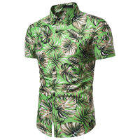 Pop ใหม่ผู้ชายฤดูร้อน Leaf พิมพ์เสื้อแขนสั้นเสื้อลำลอง Man Youth เสื้อ Slim Boho ฮาวาย Seaside Beach เสื้อสำหรับชาย