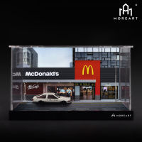 1:64 ฉาก McDonalds กับแสงประกอบกันฝุ่นครอบคลุมที่จอดรถโมเดลหุ่นคอลเลกชันเครื่องประดับ