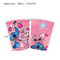 10คน Stitch Angel Birthday Party ตกแต่ง Tableware บอลลูน Lilo Stitch ของเล่น Baby Shower Party Supplies