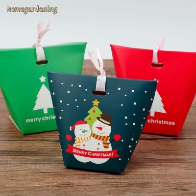3pcs Christmas Paper Candy Gifts Boxes Xmas Cartoon Snowman Present Case Bag