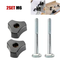 2ชุด T-Track Bolt และ Nut ชุด M6งานไม้เครื่องมือ Jigs สกรู Slot Fastener ผ่าน Hole Nut Miter Track Bolts Jig Clamps