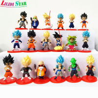 LS【ready Stock】18ชิ้น/ถุง Dragon Ball Minifigures เครื่องประดับ Super Saiyan Son Goku รูปการ์ตูนน่ารักสำหรับของขวัญเด็ก【cod】