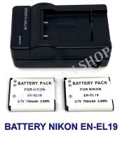 EN-EL19  ENEL19 แบตเตอรี่  แท่นชาร์จ  แบตเตอรี่พร้อมแท่นชาร์จสำหรับกล้องนิคอน Battery  Charger  Battery and Charger For Nikon Coolpix S32,S100,S2500,S2600,S2700,S2800,S3100,S3500,S3600,S4100,S4200,S4300,S4400,S5200,S5300,S6600,S6700,S6900