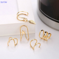 ?【Lowest price】SUTAI ต่างหูหนีบใบหู5ชิ้นสำหรับผู้หญิงต่างหูแบบไม่ต้องเจาะต่างหูของขวัญ