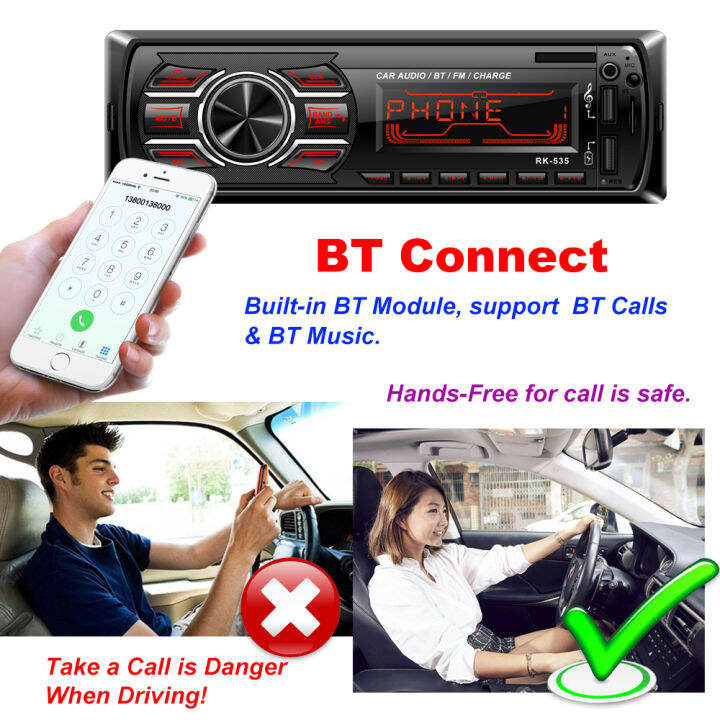 1DIN Bluetooth Vintage Car Radio MP3 Player Stereo USB AUX Classic Car