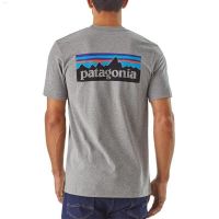 Patagonia Patagonia เสื้อยืดผ้าฝ้ายผู้ชายโลโก้คลาสสิกกลางแจ้ง39174ใหม่