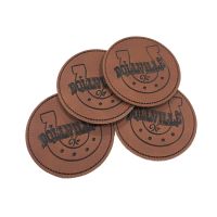 Custom Garment Engraved Debossed Logo Round PU Leather Label Patch For Clothing Stickers Labels