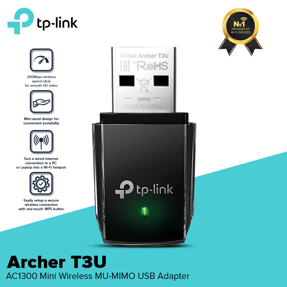 TP-Link Archer T3U USB 3.0 AC1300 Mini Wireless MU-MIMO USB Adapter 