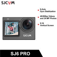 SJCAM กล้องสำหรับพกพาท่องเที่ยว SJ6โปรหน้าจอคู่4K 24MP 60FPS Wifi กันสั่น6-แกนหมุนเครื่องไจโรสโคป165 ° กล้องแอคชั่นแคมเมรา FOV