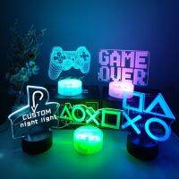 【Time decoration】 ไฟ Led 3D กลางคืนโคมไฟตั้งโต๊ะตกแต่งห้องการตั้งค่าโต๊ะเล่นเกมที่บ้านสำหรับ Playstation Neon