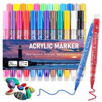 12/24 Colors Acrylic Paint Markers Sketching Marker Pen For Rock Painting Canvas Wood Ceramic Glass Acrylic Art Marker 043024 Highlighters Markers