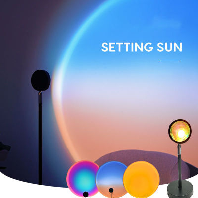 Rgb Sunset Lamp 16 Colors Remote App Bluetooth Aluminum Lens Sunset Projection Lamp Rainbow Atmosphere Led Bulbs 5W Night Lights