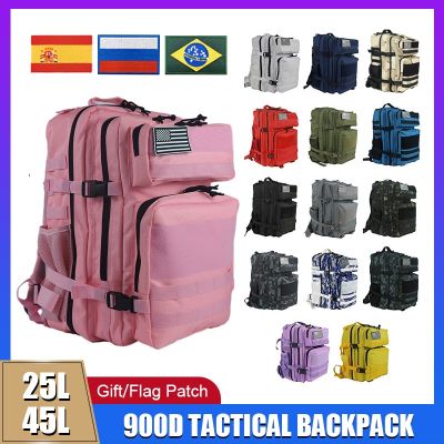 25L/45L Military Tactical Backpack Men Women Travel Bag Outdoor Hunting Hiking Camping Rucksack 900D Nylon Pack With Flag Patch