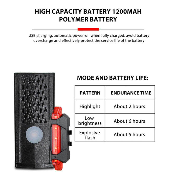 usb-ชาร์จไฟชุดจักรยาน800lm-6โหมด-mtb-จักรยานด้านหน้าด้านหลังไฟท้ายจักรยานไฟเตือนความปลอดภัยจักรยานกันน้ำไฟฉาย