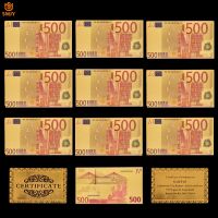 10Pcs/Lot Hot Sale Colorful European Currency 500 Euro Gold Foil Paper Money Replica Gold Banknote Collection And Holiday Gifts