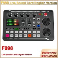 F998 Sound Card Audio Mixer Live Sound Card Mixing Console Amplifier Multi-Function Live Singing Equipment for Phone PC