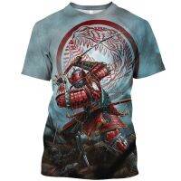 New Vintage Furious Warrior Print Short Sleeve Oversized O-neck Short Pullover Mens Classic Personality Short Sleeve T-shirt