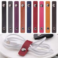 5 PCs Leather Cable Straps Cable Tie Wraps Cord Management Holder Keeper Earphone Wrap Winder Wire Ties Cord Organizer for Work Cable Management